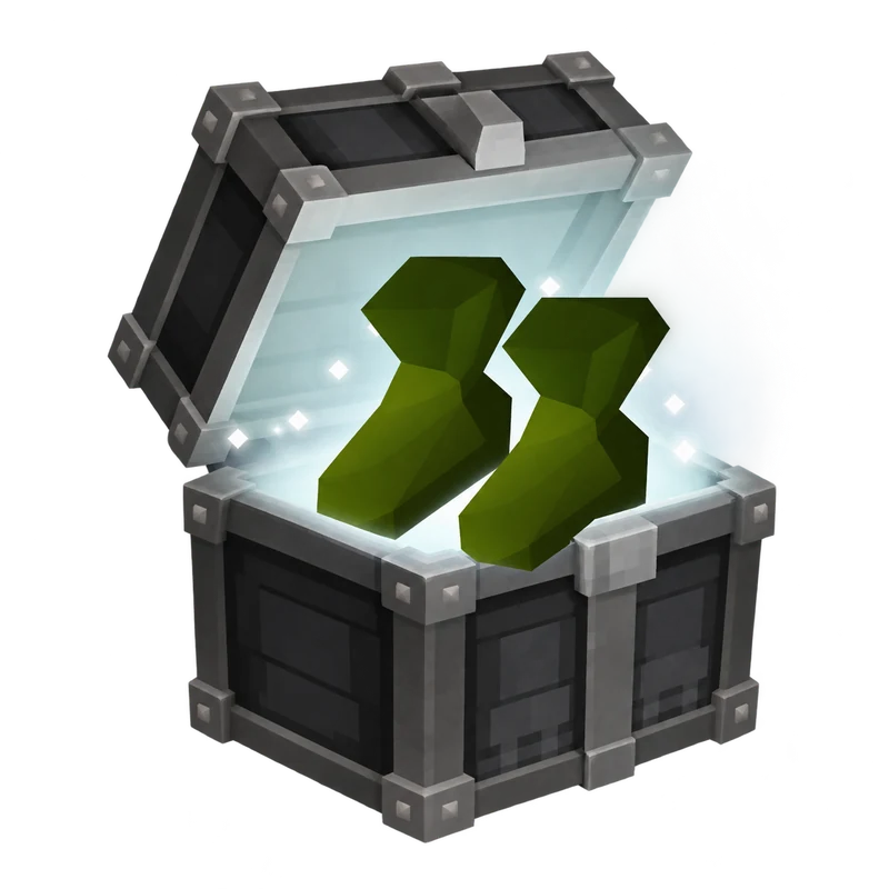 The silver Epic Booties chest displaying green boots