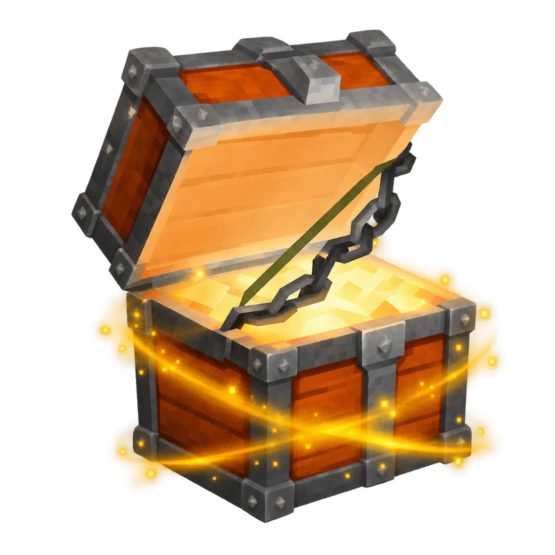 The orange and gold Epic Case with iron chains